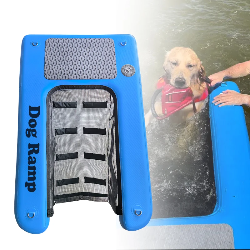 Pet Products OEM Dog on Water Ladder Platform Boats Docks Swimming Pool Inflatable Pup Plank Dog Floating Inflatable Water Ramp