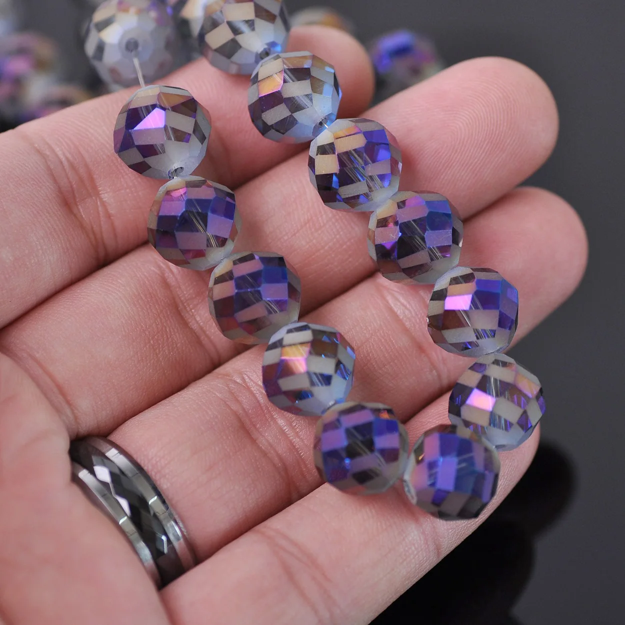 10pcs 12mm Round Faceted Matte Crystal Glass Ball Loose Crafts Beads for Jewelry Making DIY Crafts Findings