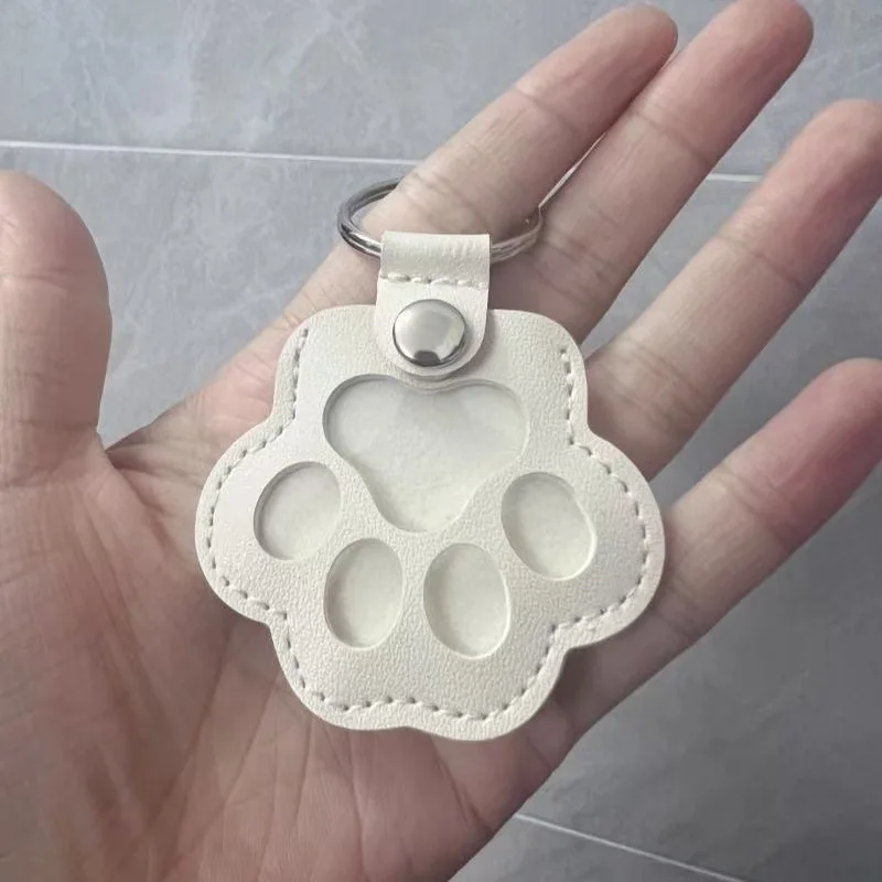 Memorial lederen huisdier haar opbergtas kattenpoot sleutelhanger multifunctionele draagbare sleutelhanger
