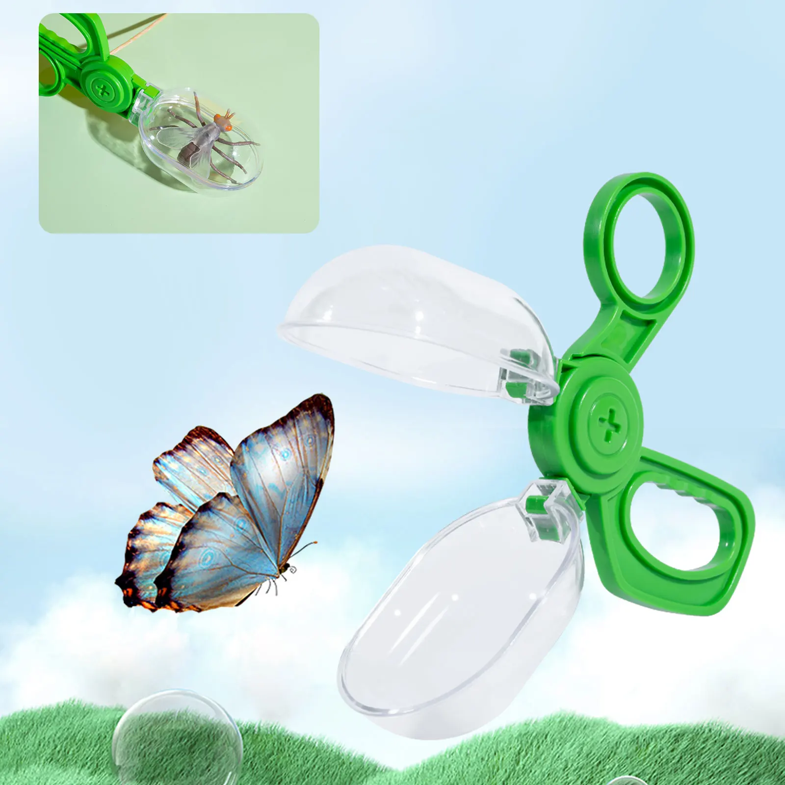 Color Box Packaging Outdoor Toy Adventure Insect Observation Box, Rubber Watch Observation Clip, Magnifying Glass, Puzzle Early