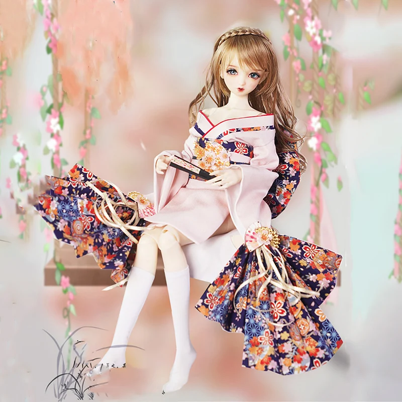 เครื่องแต่งกายแบบโบราณ1/3 1/4ชุดกิโมโน BJD แบบญี่ปุ่นสำหรับ SD13 bjd/sd MSD C2191เครื่องประดับตุ๊กตาเด็กผู้หญิง