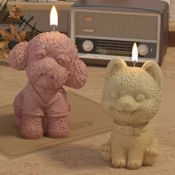 1PC 3D Poodle Puppy Candle Silicone Mold Dogs Scented Soap Resin Plaster DIY Candle Making Kit Home Decor Gifts Ice Cube Mould