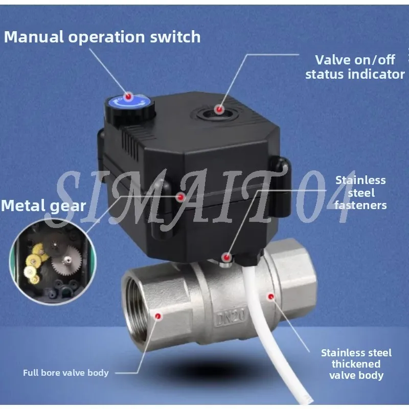 

Электрический шаровой кран DN15 DN20 DN25 DN32 с ручным переключателем, DC12V/DC24V/DC9-36V, из нержавеющей стали, водонепроницаемый