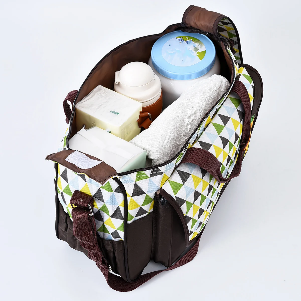 Fashionable printed mommy bag five piece set large capacity multifunctional one shoulder crossbody bag outdoor diaper bag