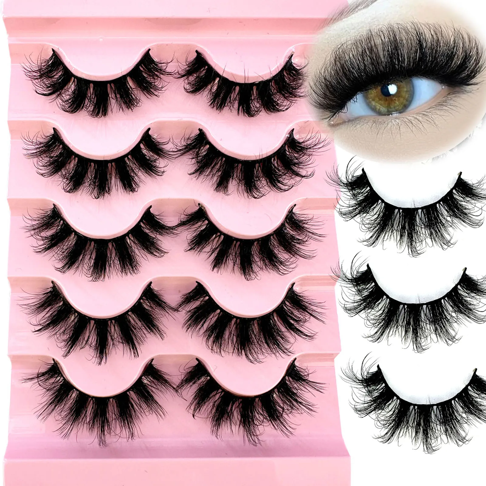 5Pairs Cat Eye Wimpers 3D Natuurlijke Valse Wimpers Pluizige Zachte Cross Nep Wimpers Natuurlijke Faux Cils Make Wimpers Extension