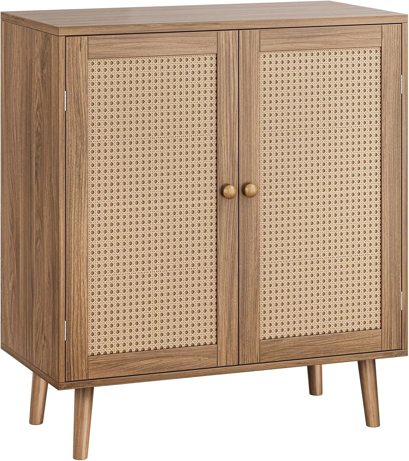 

Storage, Storage Cabinet with Synthetic Rattan Decor Doors, Accent Cabinet with Solid Wood Feet, Sideboard Cabinet for Hallway