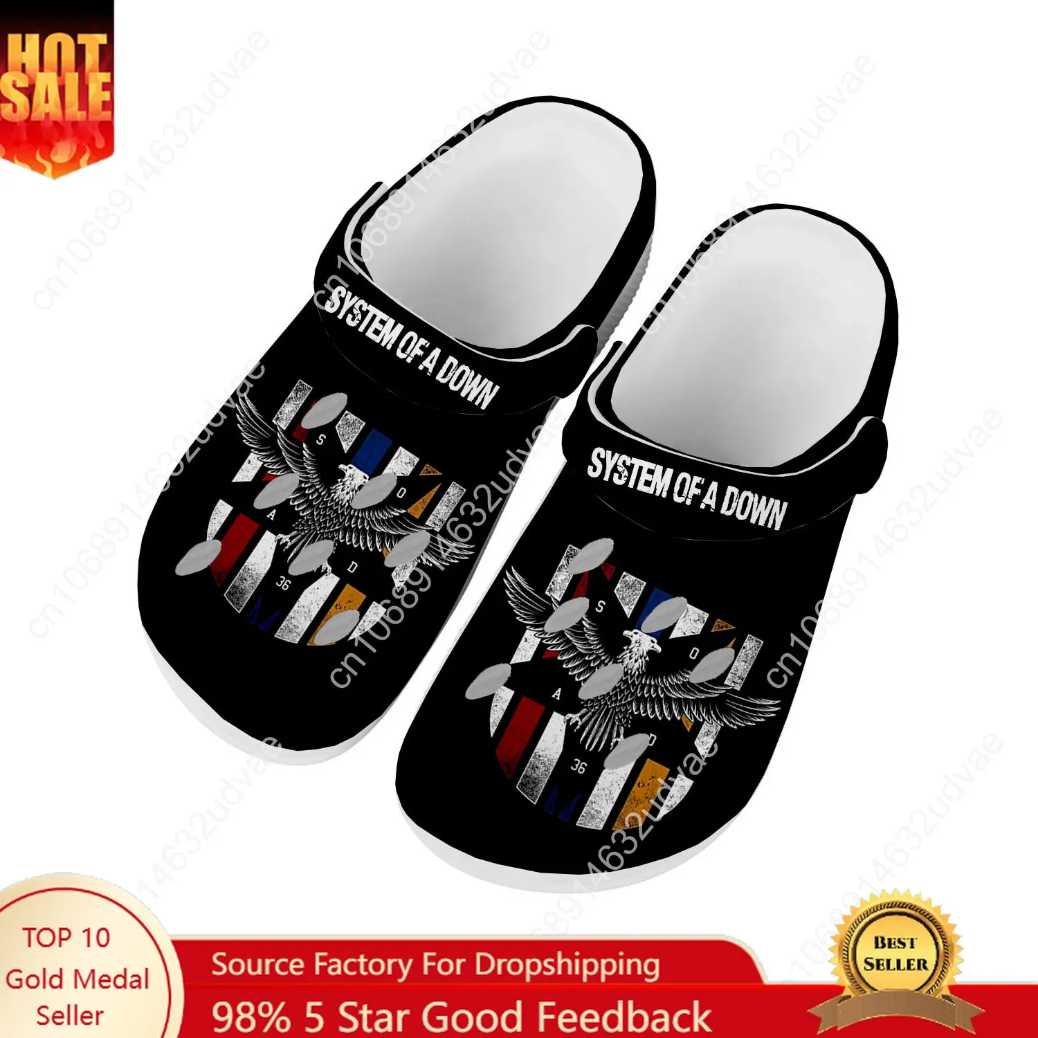 

System of a Down Water Shoes Men Women High Quality Fashion Home Garden Clogs Customizd Sandals Beach Breathable Hole Slipper