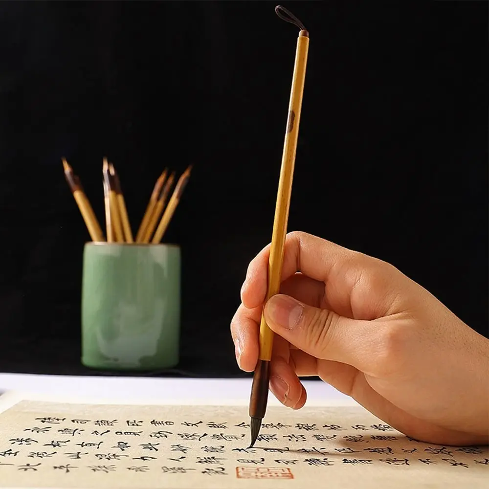 Oil Watercolor Chinese Calligraphy Brush Wolf Hair Bamboo Art Paint Brush Oil Painting Scriptures Writing Brush Practice