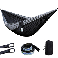 2 Person Double Outdoor Camping Hanging Portable Folding Lightweight Durable Ripstop Parachute Fabric Nylon Hammock with Straps