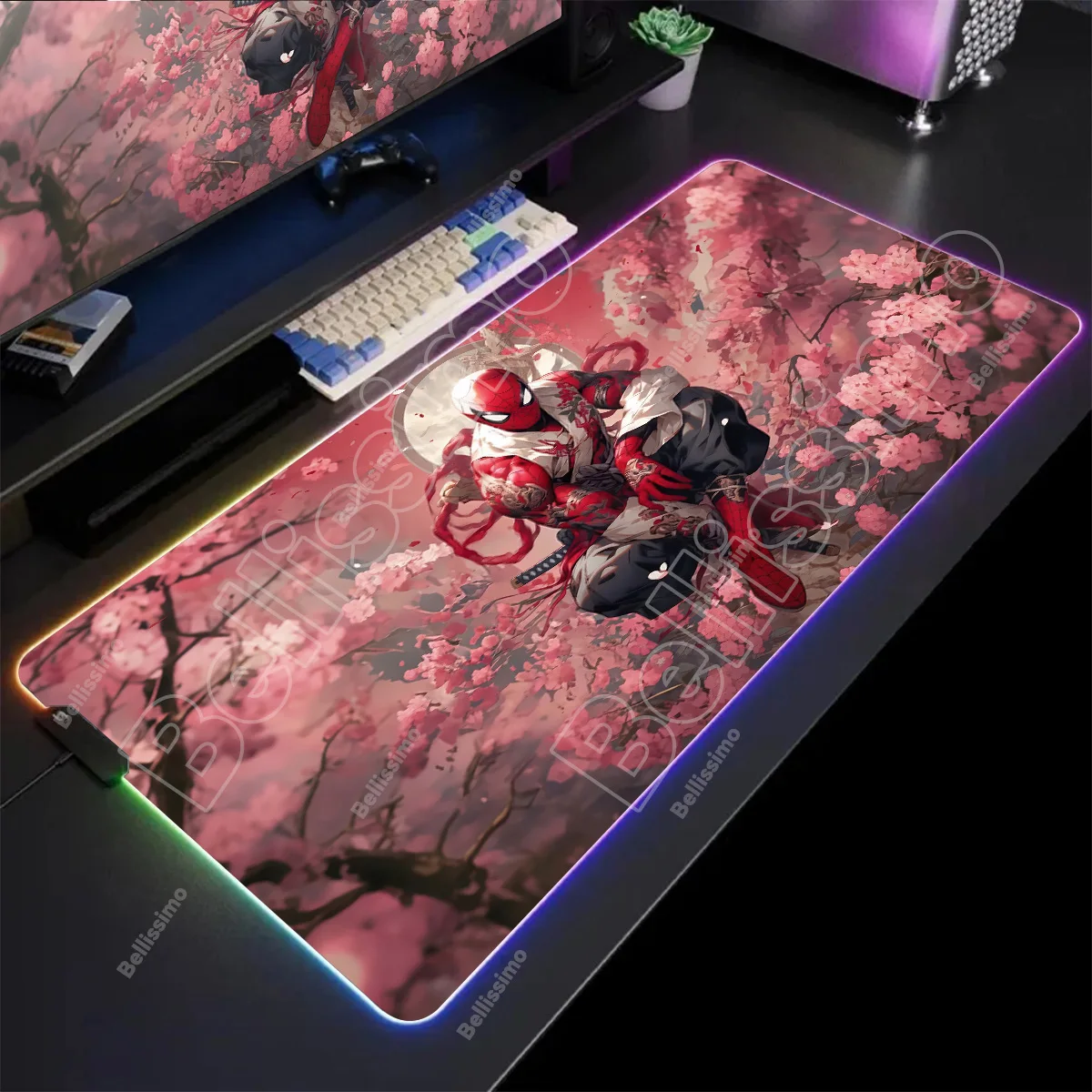 

Коврик для мыши RGB Коврик для мыши 900x400 Резиновый геймерский шкаф для ПК Нескользящий светодиодный настольный коврик «Человек-паук» с подсветкой Kawaii Подсветка