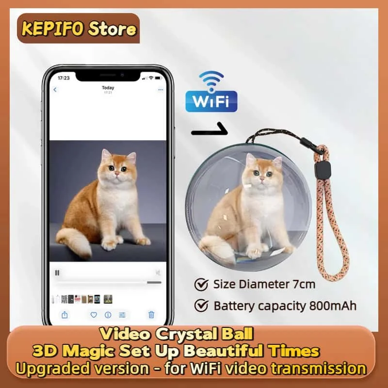 

KEPIFO 3D Crystal Ball Digital Video Photo Album DIY Video Display Glass Ball Crystal Ball with Electronic Screen Hallowen Gift