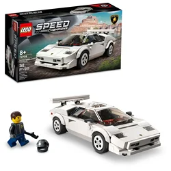 LEGO Speed Champions Lamborghini Countach 76908 Race Car Toy Collectible Building Set with Racing Driver Minifigure for Gift