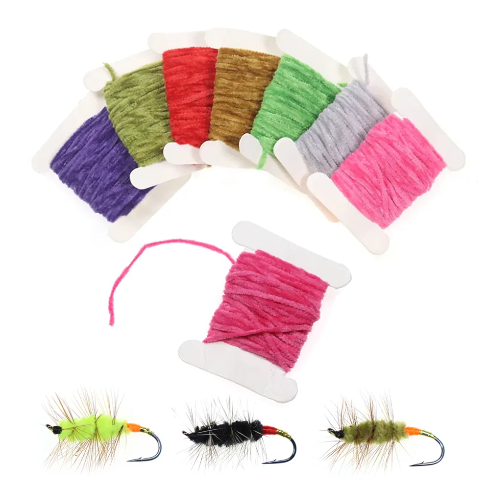 5M 3mm breites Rayon-Chenille-Garn, Fliegenbindematerial für Würmer, Woolly Bugger, Streamer-Fliegen, Forellen-, Hecht- und Muskie-Angelköder