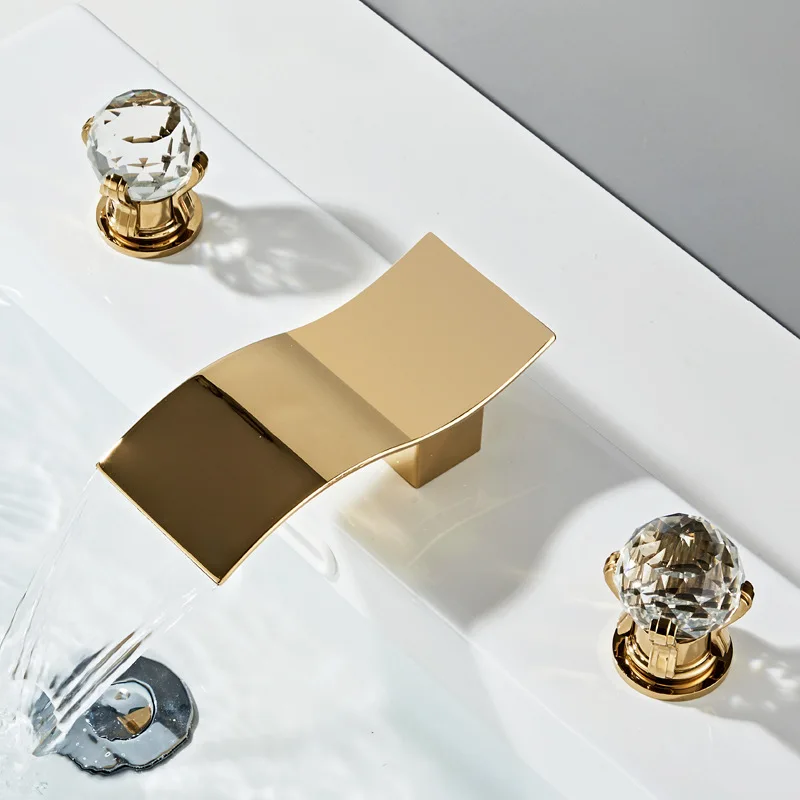 

Three-hole washbasin faucet, short waterfall toilet, bathroom cabinet, bathtub, sink faucet, hot and cold double handle