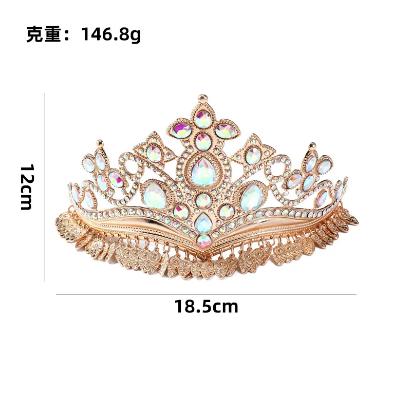 Rhinestone Tassel Crown Hair Accessory Exotic Ethnic Bridal Headpiece for Photo Shoot Dance Performance Light Luxury view 5