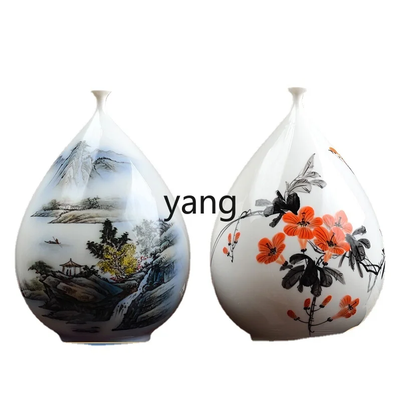 CX Porcelain Hand Painted Vase Decoration Five-Color Underglaze Chinese Classical Living Room Furnishings Blanc De Chine