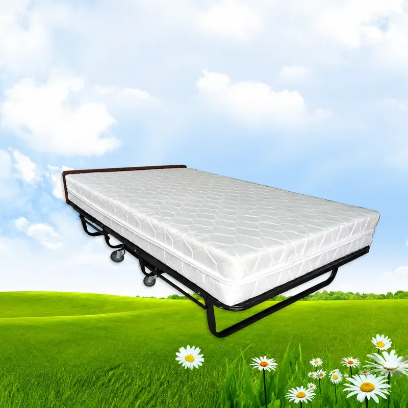 1.2m Folding Spring Bed Portable Extra Bed for Home Hotel Double Size Movable Guest Nanny Bed Space Saving Foldable Mattress