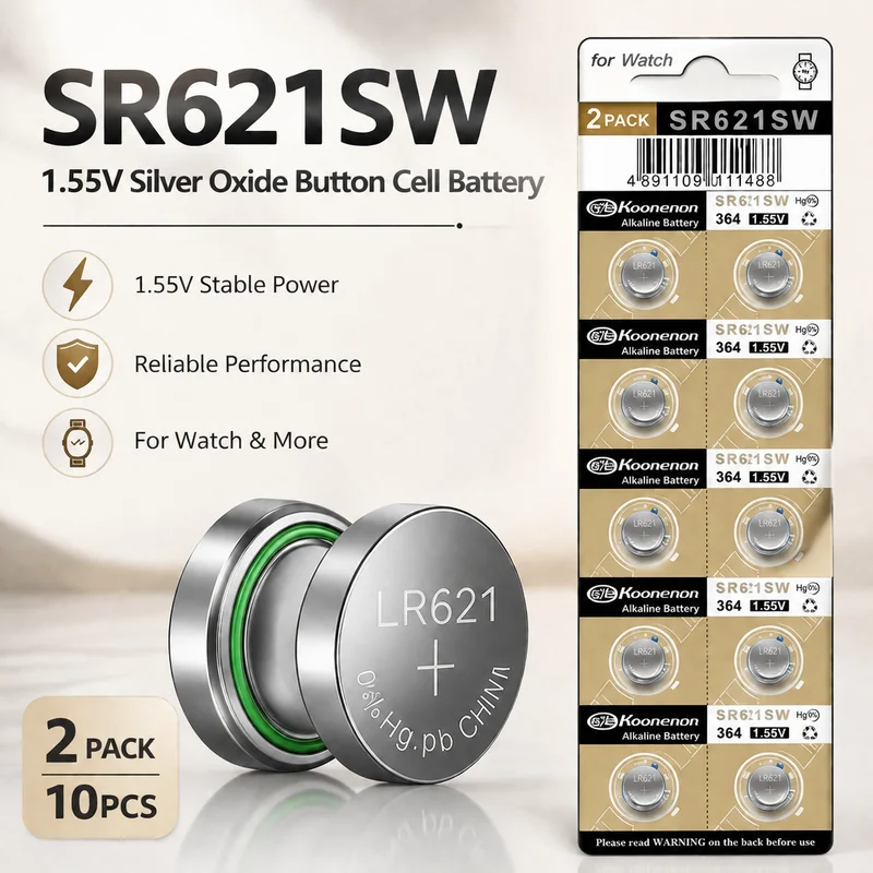 Button Cell Battery AG1 LR621 364 SR621SW 1.55V 2-10PCS Replacement Coin Cell for Watch Key Remote Toy Calculator