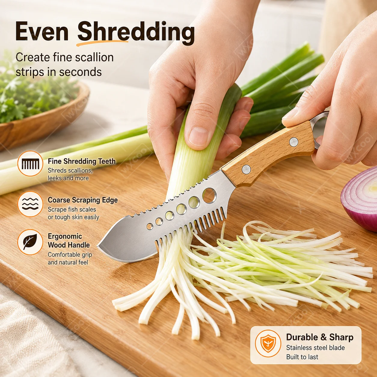 WXCOO Stainless Steel Kitchen Specific Peeler Multi‑Use Vegetable Fruit Knife, Slicing Shredding Fish Scale Prep Tool for Home gallery 2