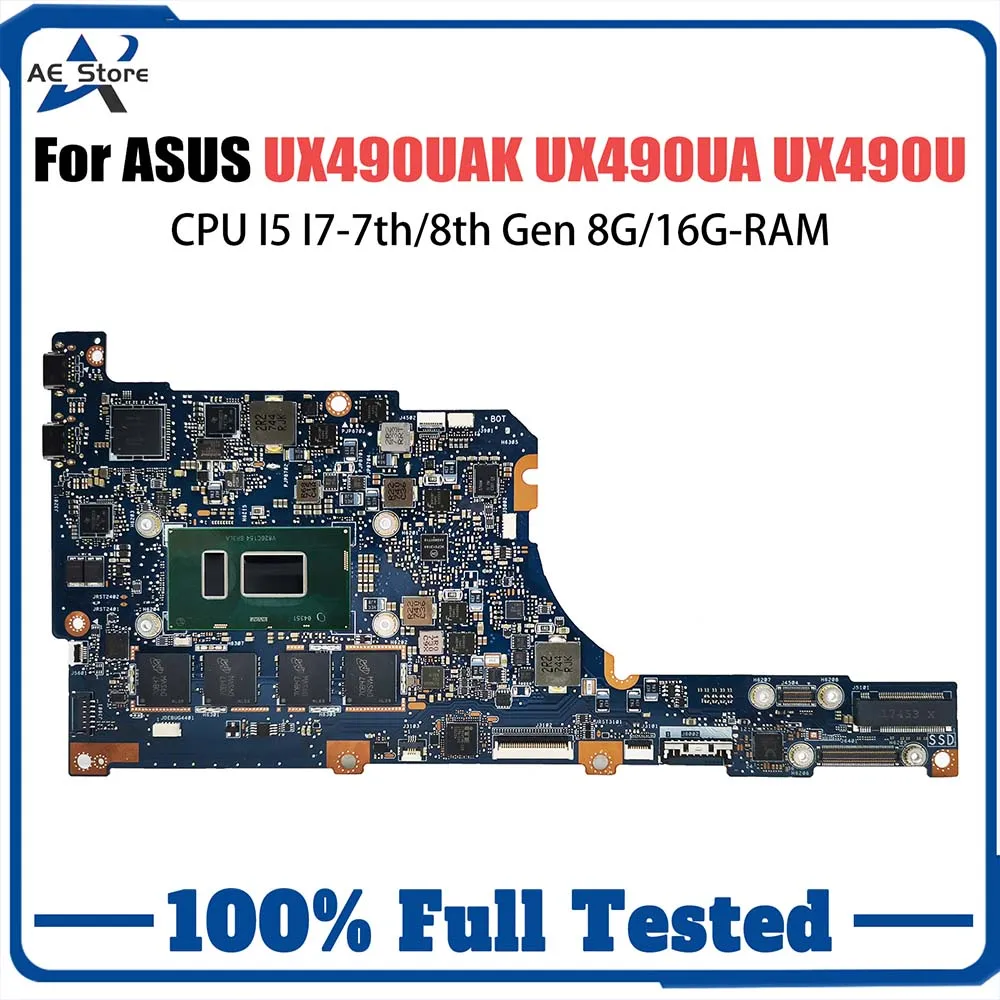 

UX490U Mainboard For ASUS Zenbook UX490UAK UX490 UX490UA UX490UAR UX3490UA Laptop Motherboard CPU I5 I7-7th/8th Gen 8G/16G-RAM