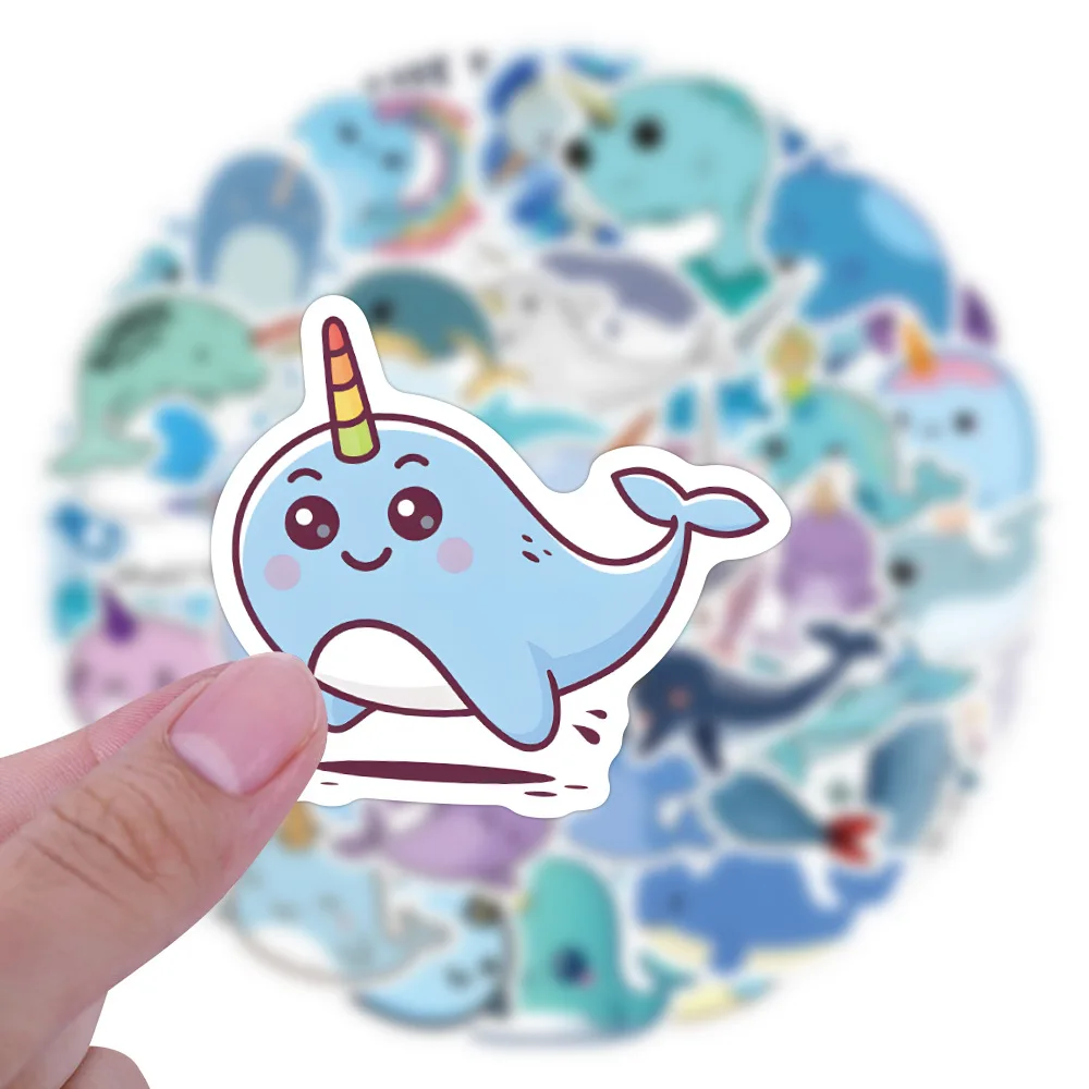 

60PCS Kawaii Narwhal Sticker Cartoon Cute Fun Doodle DIY Decorative Refrigerator Diary Scooter Bike Waterproof Decal Toy Gift