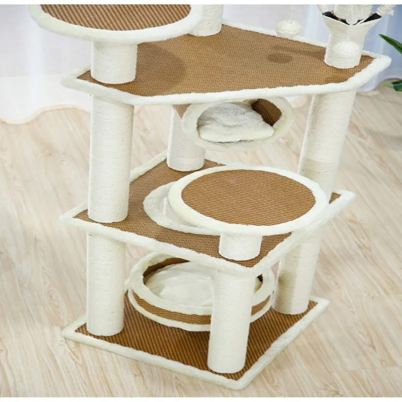 Yichongju wooden sisal catclimbing frame, catrabbing board column, jumping platform frame, catnest integrated catpet toy wh