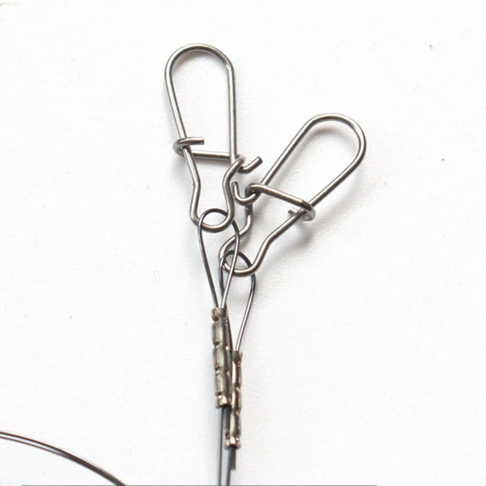 2er-Pack Titan-Angelvorfachseil mit Wirbel und Duo-Lock-Verschluss, 7x7-Strang-Stahlkabel für Raubfische, 30/35 cm, 14/18 kg – Detail 7