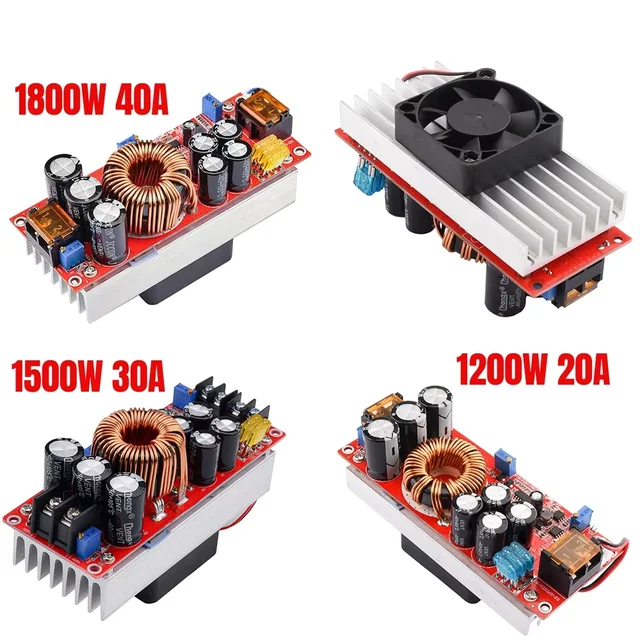 1200W/1500W/1800W 20A/30A/40A DC-DC Boost Converter Step Up Moduł zasilacza 10-60V do 12-90V Ładowarka z regulowanym napięciem