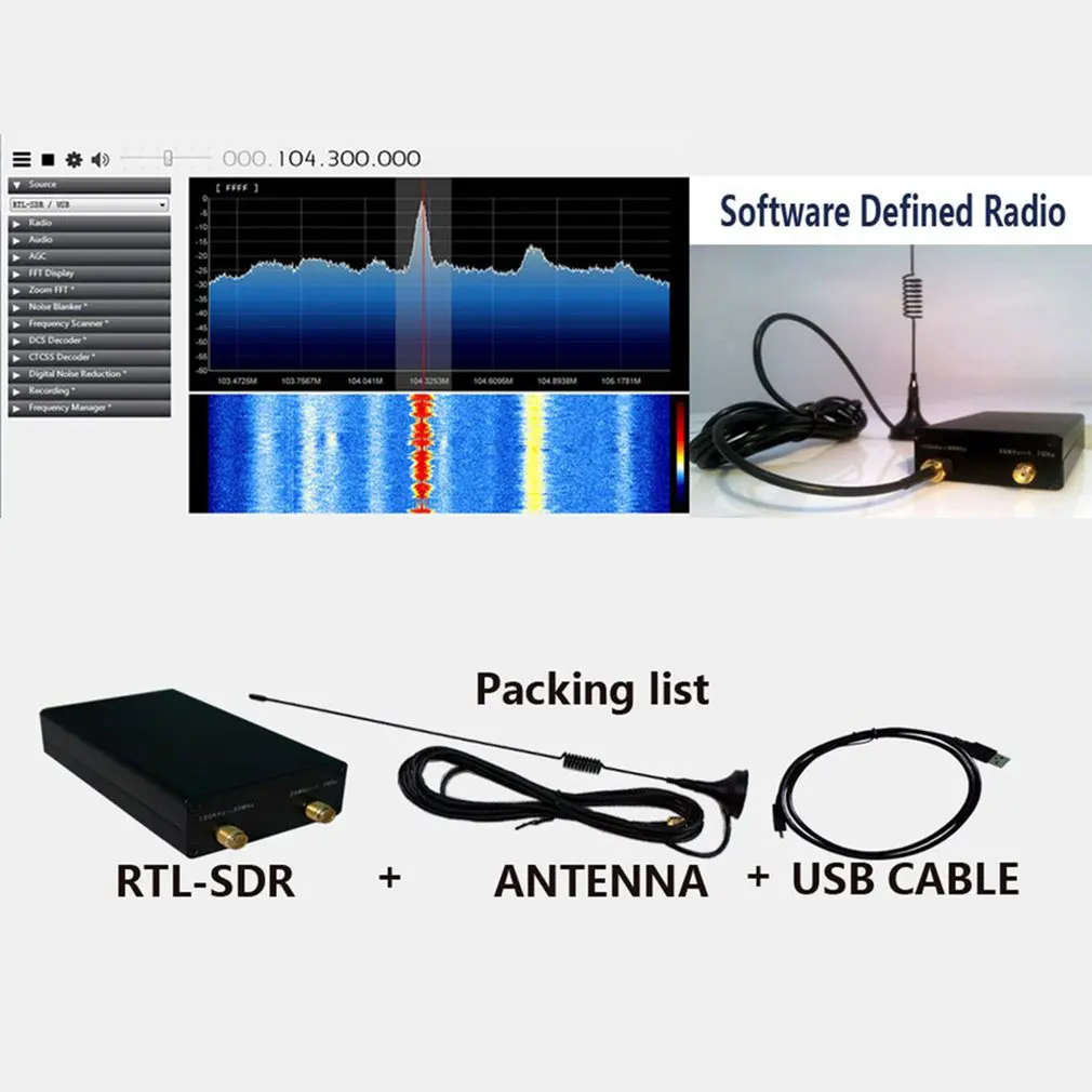 Hot Full Band UV RTL-SDR USB Tuner Receiver RTL-SDR RTL2832U+R820T2 Radio Receiver 100KHz-1.7GHz Wholesale Dropshipping view 2