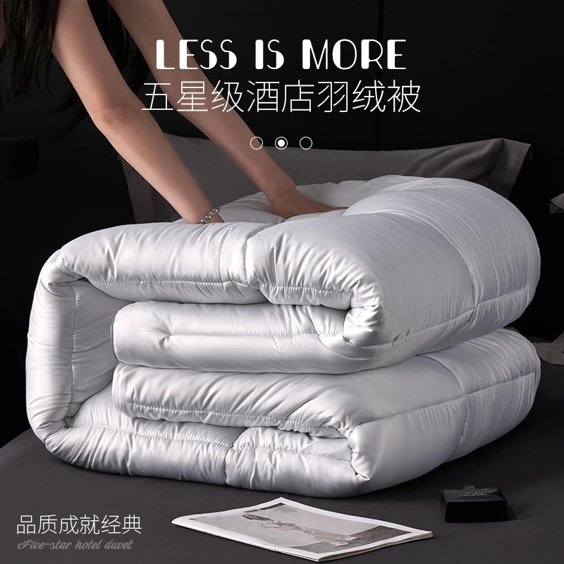 Feathers Down Comforter King Size White Heavyweight Thickened 100% Cotton Cover Winter Duvet for Cold Weather Quilted Comforters