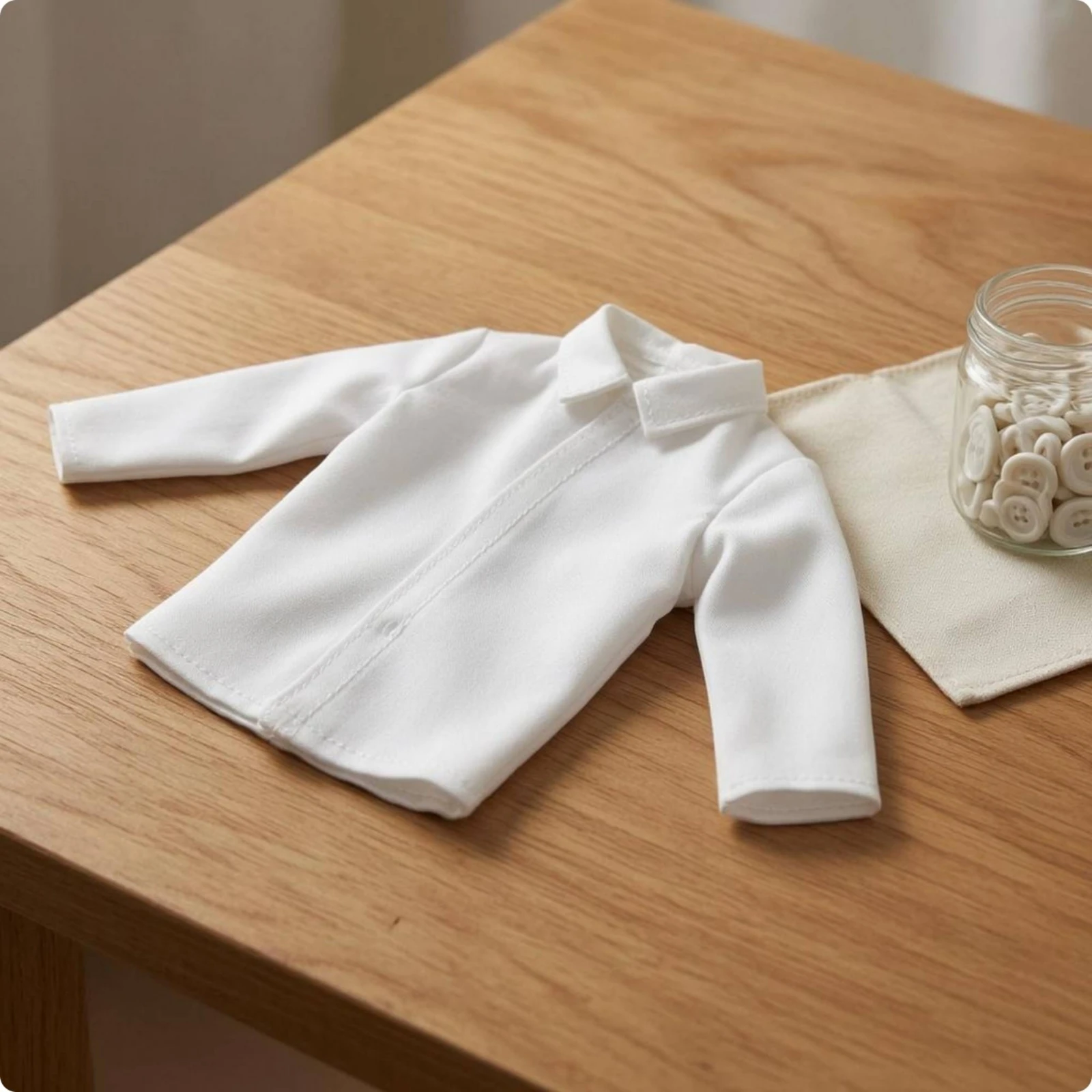 BJD Doll Shirt Tailored Button-up Doll Shirt Miniature Fashion Long Sleeves