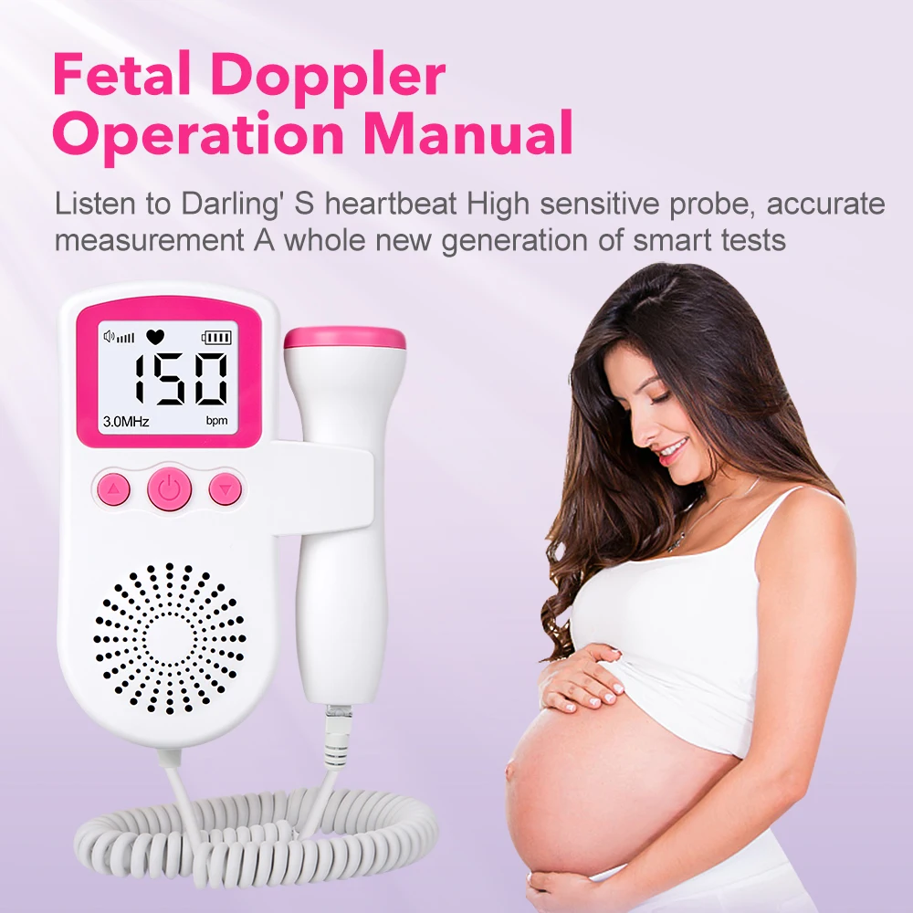 Aicare Doppler Fetal Heart Rate Monitor for Baby Pregnancy Heartbeat Detector LCD Backlight Pulse Meter No Radiation Stethoscope