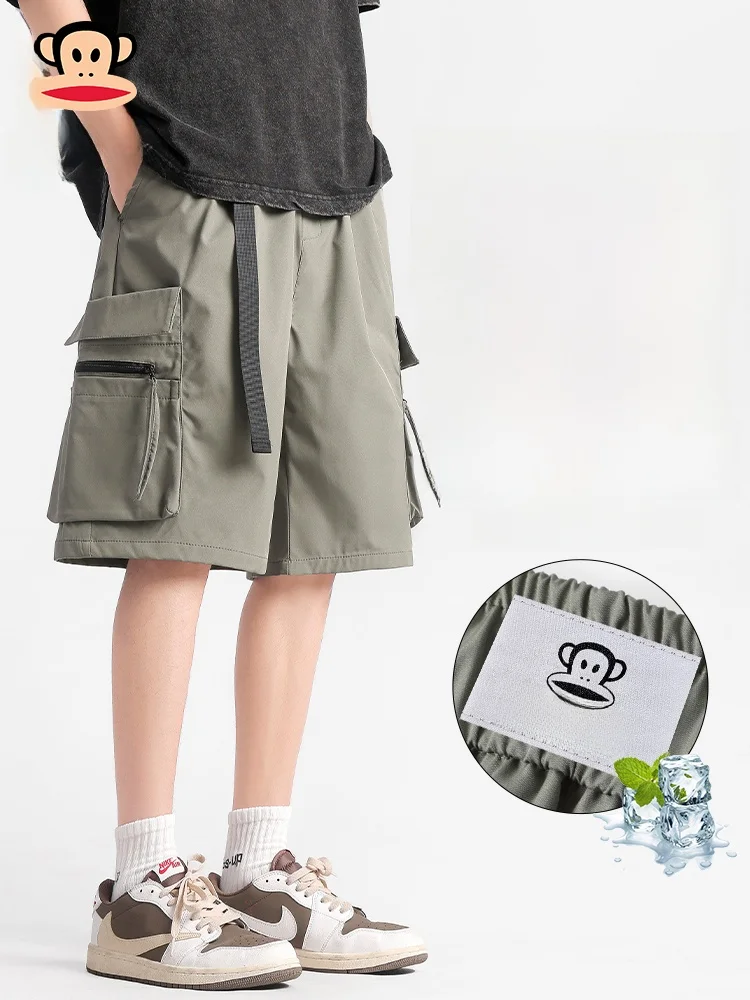 

PaulFrank Five-Point Work Pants Men Summer Thin American Functional Trendy Retro Casual orts Loose Fit Youthful Sle Breat...