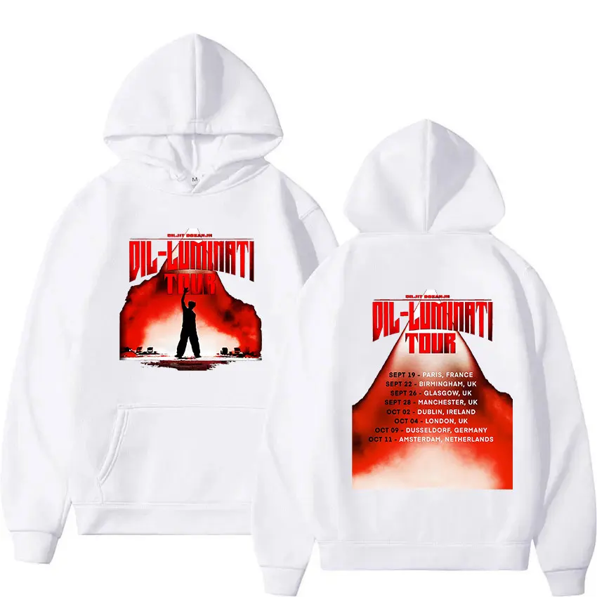 Diljit Dosanjh Dil-Luminati 2024 Tour Print Hoodie Men\'s Hip Hop Fashion Pullover Sweatshirt Vintage Oversized Hooded Streetwear