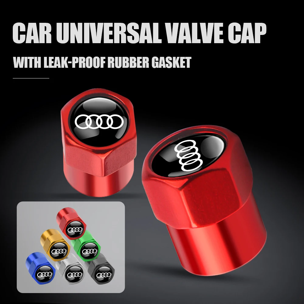 Car Styling 3D Aluminum Metal Car Wheel Tire Valve Cap Cover for AUDI RS S SLINE A3 A6 Q3 quattro Q7 TT A1 A2 A3 A8 A7 S3 S4 S6