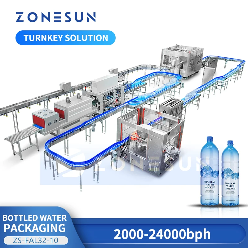 ZONESUN Água Engarrafada Embalagem Linha Integrada Solução Turnkey Produção Simplificada ZS-FAL32-10