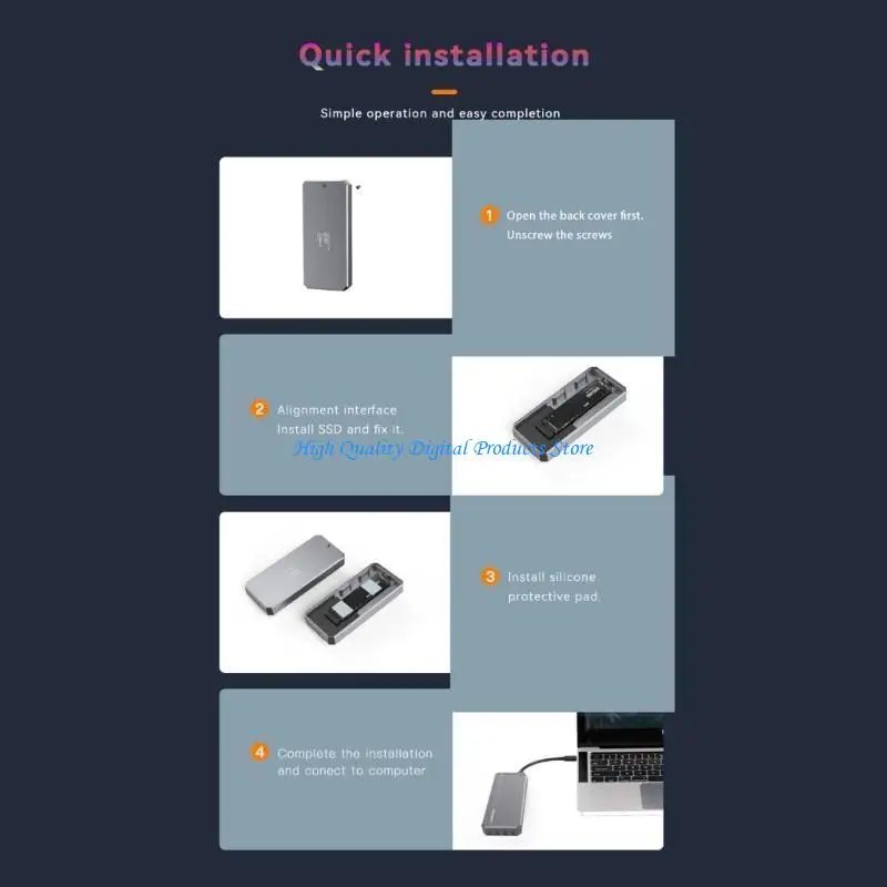 U2JE 40 جيجابت في الثانية M.2 NVMe SSD، صندوق محرك الأقراص الصلبة الخارجي UsbC، يدعم 2230-80 #3