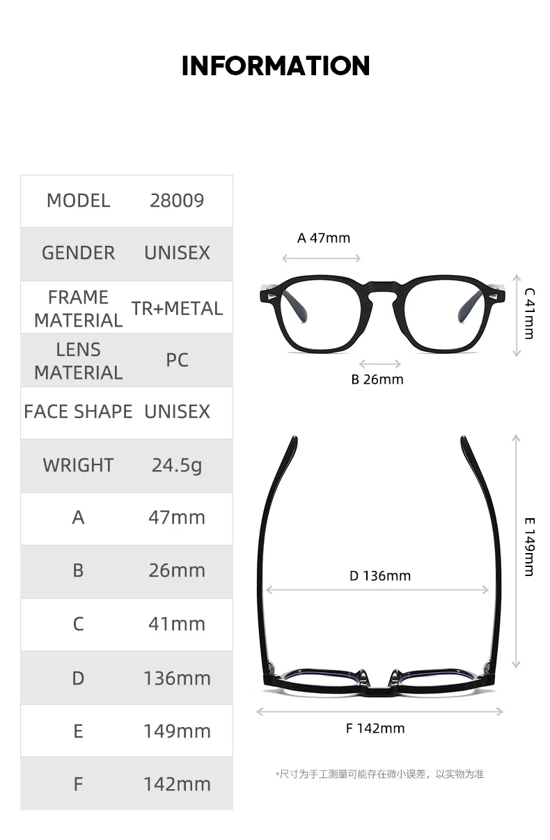 Premium Anti-Blaulicht-Brille für Männer und Frauen Retro Dicker Quadratischer Rahmen TR90 Leichtgewichtige Computerbrille Modische Brillen – Detail 11