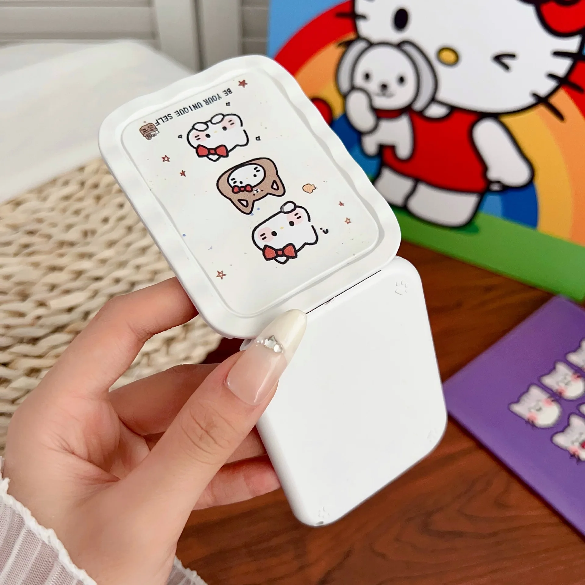 Sanrio KT Cute Student Small Mirror Portable Folding Makeup Mirror Dormitory Girl Makeup Mini Handheld Makeup Mirror Comb in One