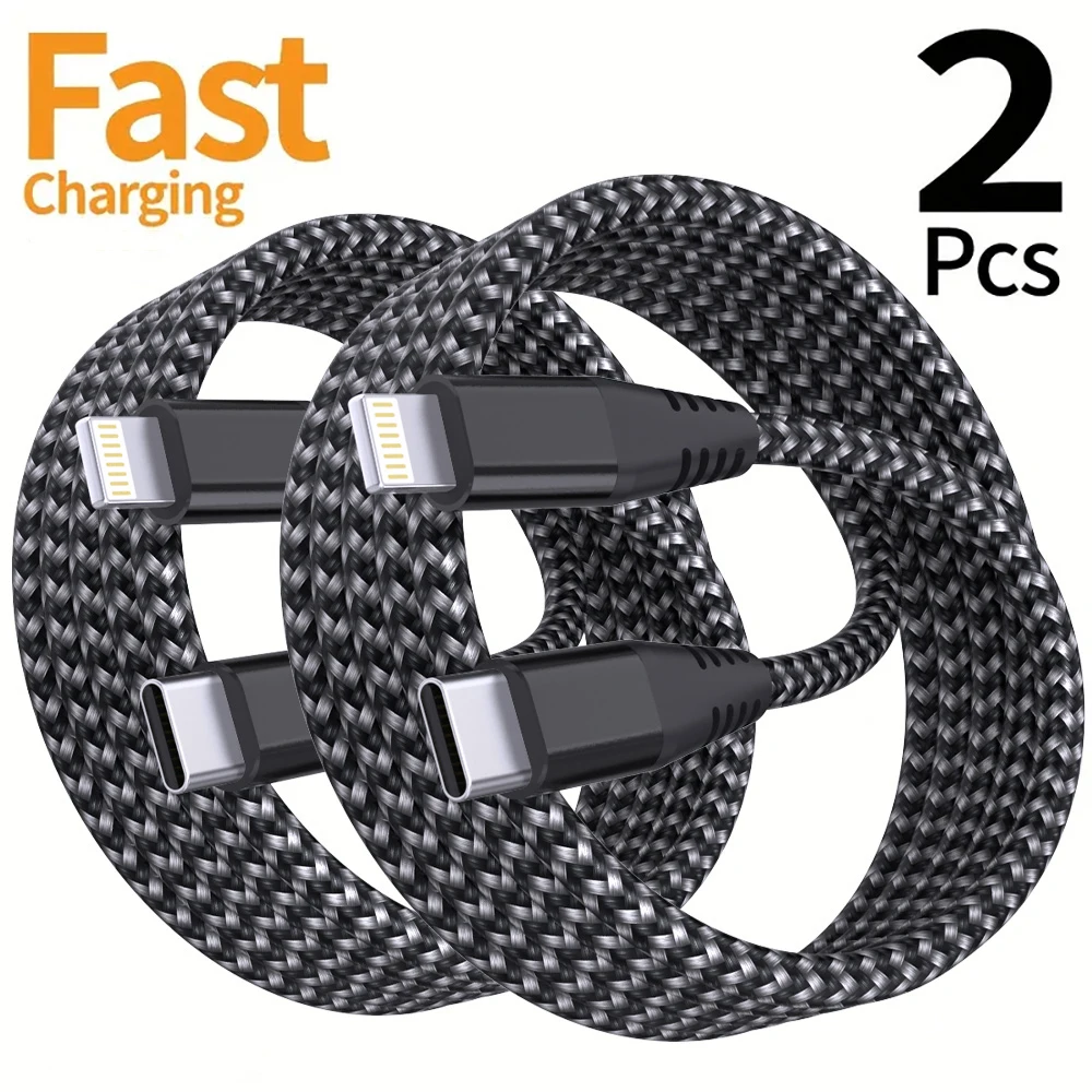MFi Certified Type C to Lightning Nylon Braided Cable 20W Fast Charging Data Sync 1/2 Pack for iPhone 14 13 12 11 Pro