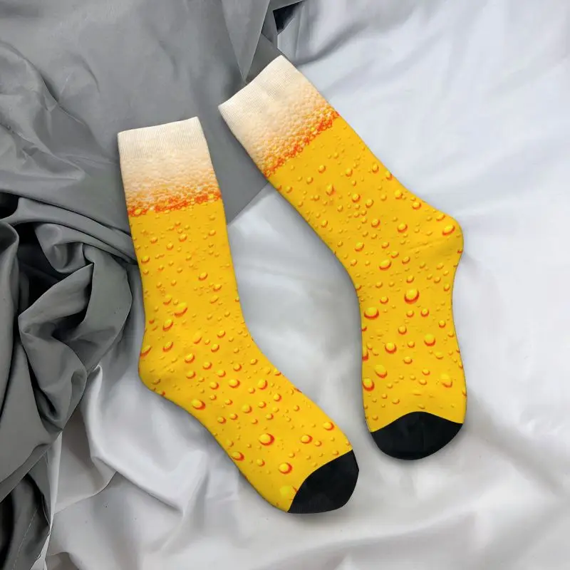 Men's Funny Beer Texture Crew Socks, Unisex, 3D Print, Vestido