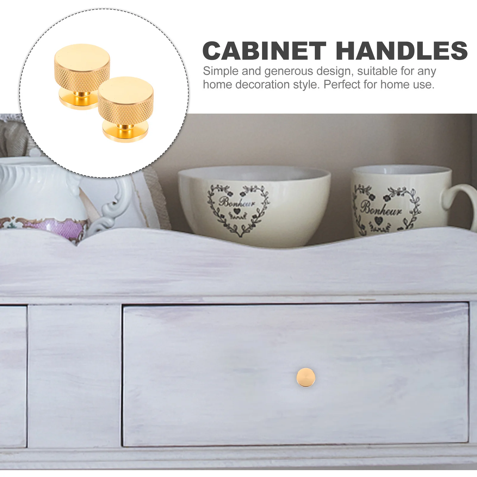 

2Pcs Single Hole Round Cabinet Knobs Stable Durable Furniture Handles Easy Install for Dresser Drawer Wardrobe