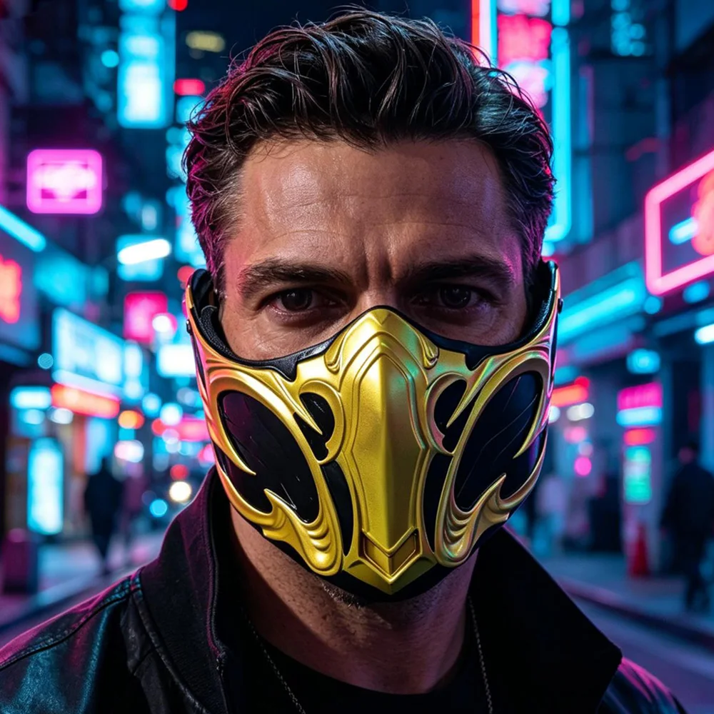 

Mortal Kombat Half Face Mask Cosplay Sub-Zero Scorpion Resin Masks Halloween Carnival Dress Up Party Costume Props Deluxe