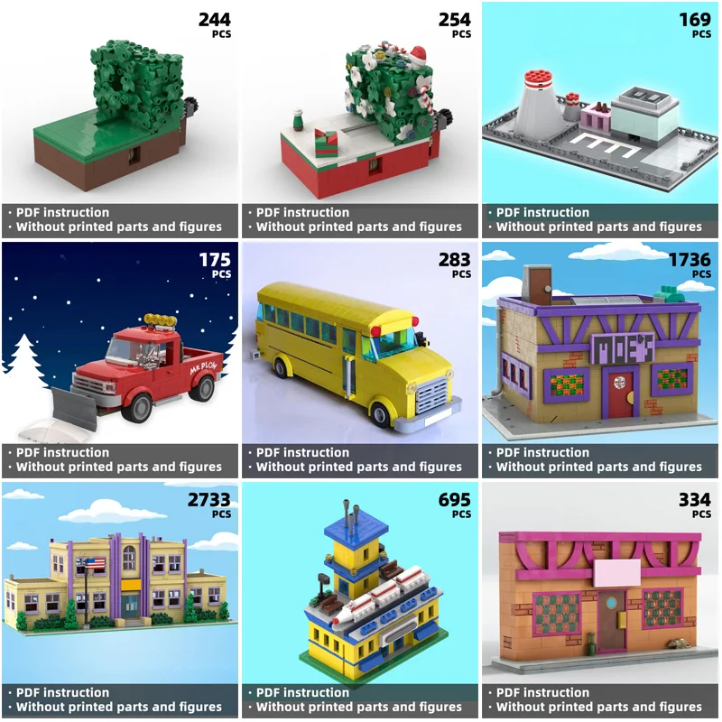 American cartoon family home construction integrates suburban residential scenes and courtyard cartoon fan DIY toys