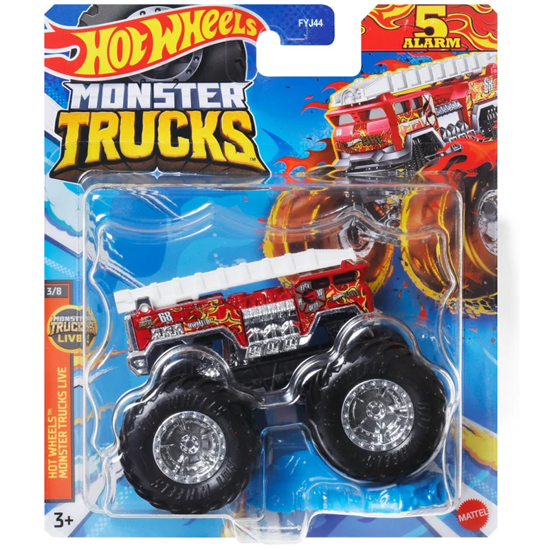 Auténtico 2025 Hot Wheels Monster Trucks FYJ44 motor de bomberos 1/64 escala aleación modelo fundido a presión coche vehículo de juguete niños regalos coleccionables