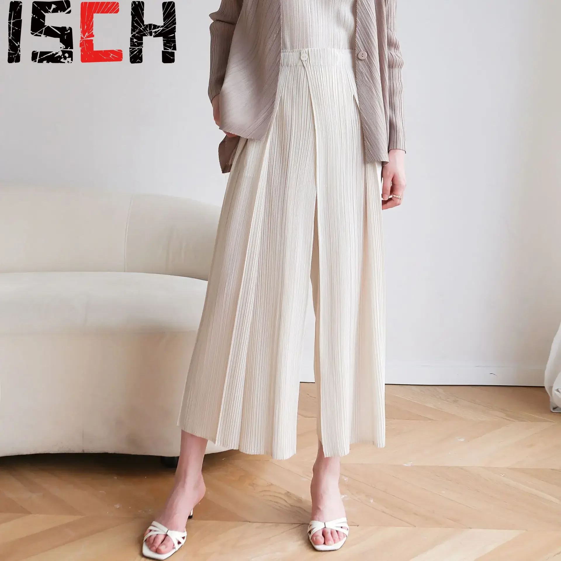 Pleats Pleated Casual Pants 2025 Autumn Spring Summer High-end Designer Models Versatile Solid Casual Pants Wide-legged Pants