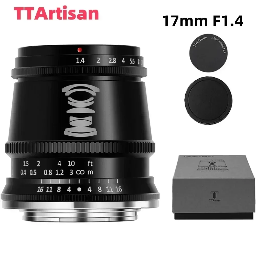 TTArtisan 17mm F1.4 APS-C lentes de cámaras enfoque Manual MF para Fuji X M43 Sony E Leica L Nikon Z Canon EOS M cámara de montaje RF