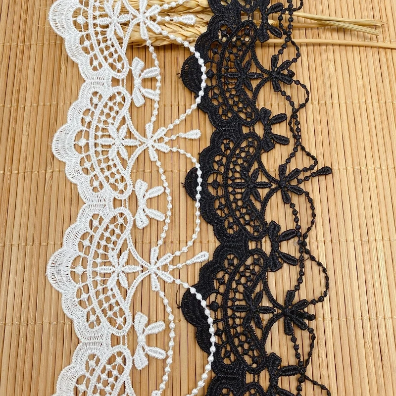 

30Yds White Black Handmade Lace Ribbon Embroidered Bow Tassel Lace trims For Clothing Dress Curtain Sofa Table Decoration