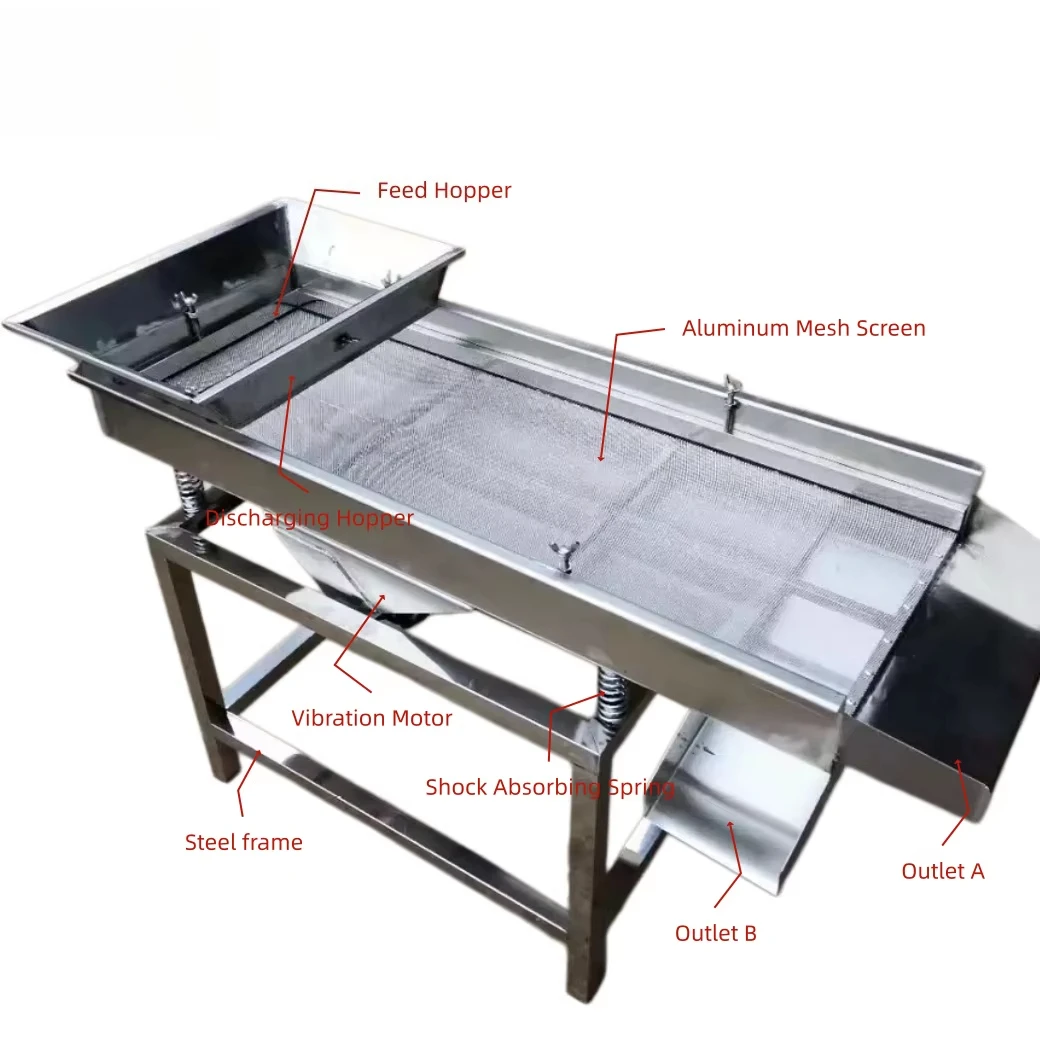 Small Stainless Steel Electric Linear Vibrating Screen Rice Grass Seed Sieve Plastic Granule Shaking Sieve Machine