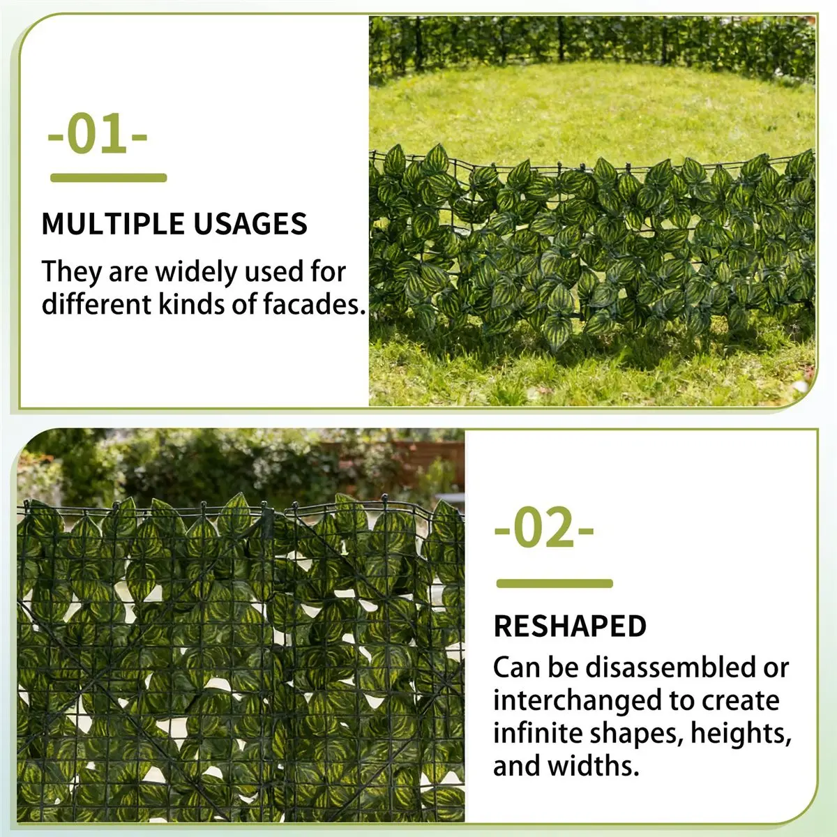 ABJA Artificial Leaf Privacy Fence Roll Wall Landscaping Fence Privacy Fence Screen Outdoor Garden Backyard Balcony Fence